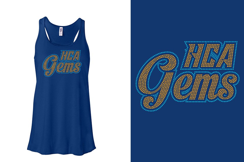 Rhinestones HCA Gems logo stones 2-color Youth Flowy Racerback Tank