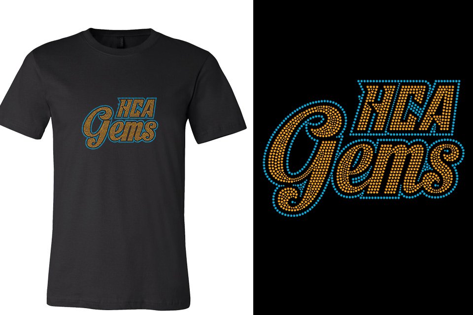 Rhinestones HCA Gems logo stones 2-color Unisex t-shirt