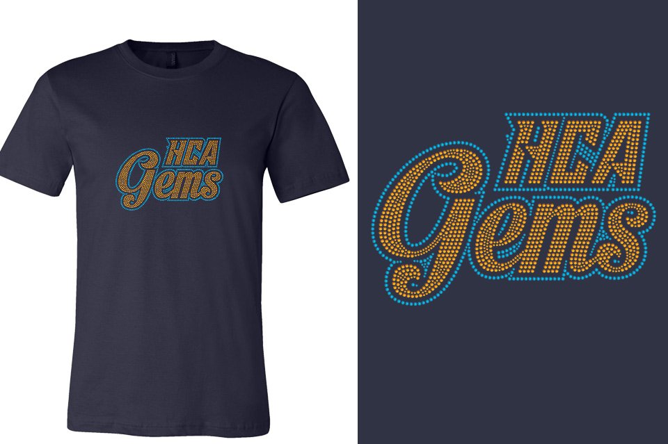 Rhinestones HCA Gems logo stones 2-color Unisex t-shirt