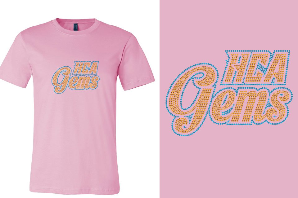 Rhinestones HCA Gems logo stones 2-color Unisex t-shirt