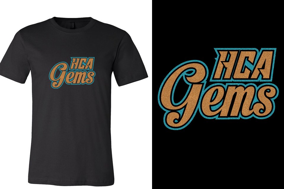 HCA Gems logo glitter 2-color Unisex t-shirt