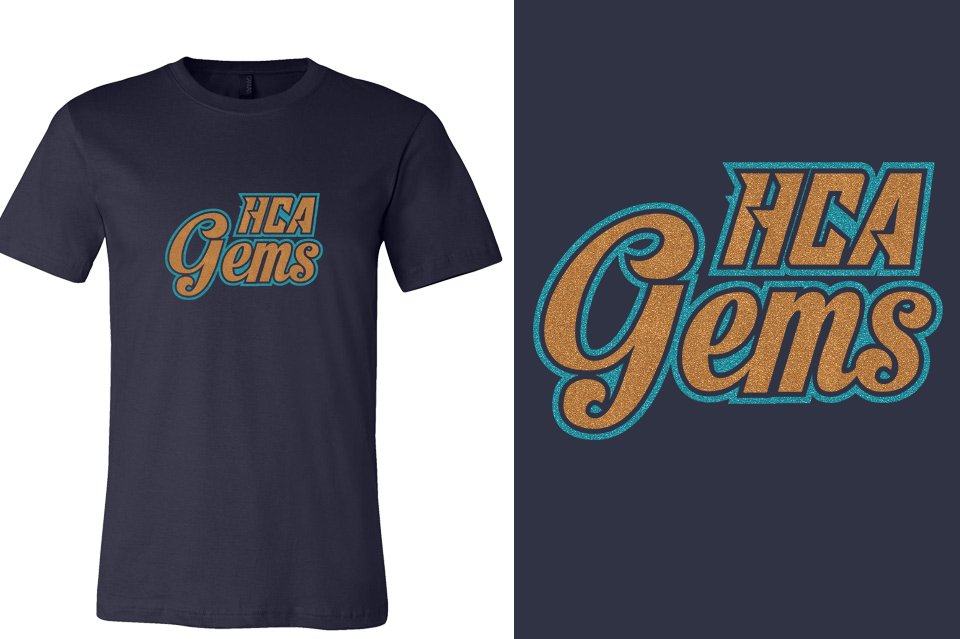 HCA Gems logo glitter 2-color Unisex t-shirt