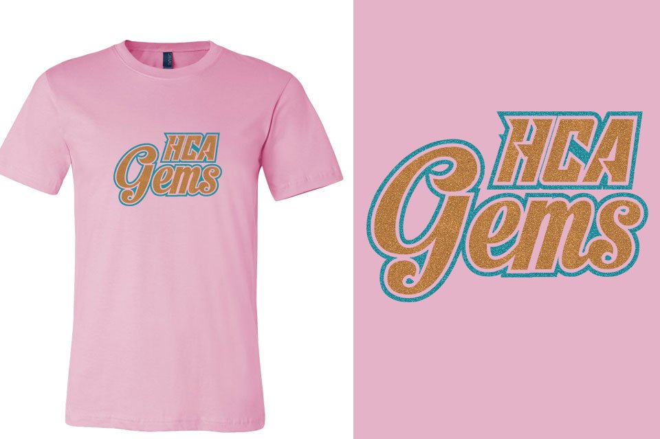 HCA Gems logo glitter 2-color Unisex t-shirt