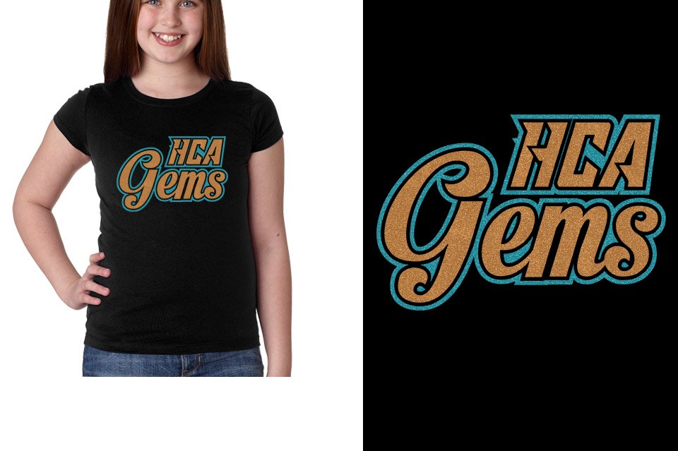HCA Gems logo glitter 2-color Youth Girls' Princess T-Shirt