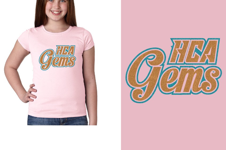 HCA Gems logo glitter 2-color Youth Girls' Princess T-Shirt