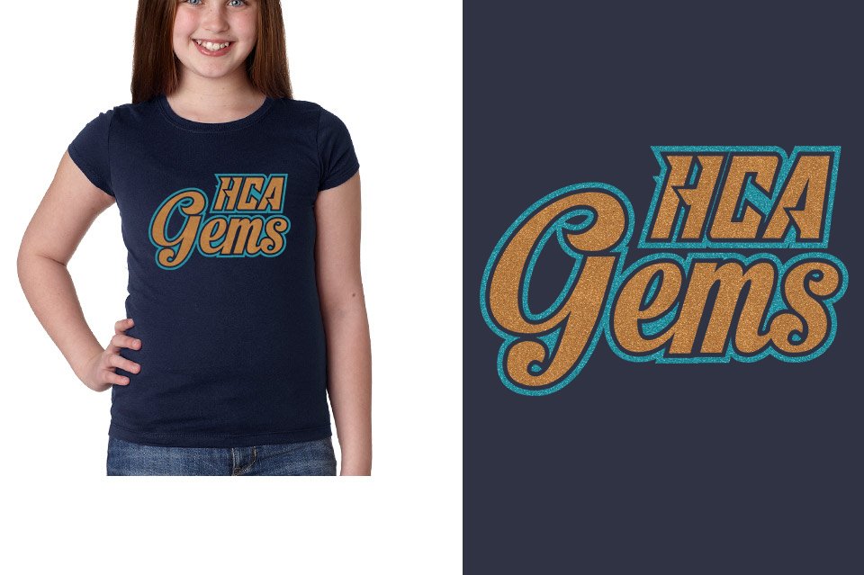 HCA Gems logo glitter 2-color Youth Girls' Princess T-Shirt