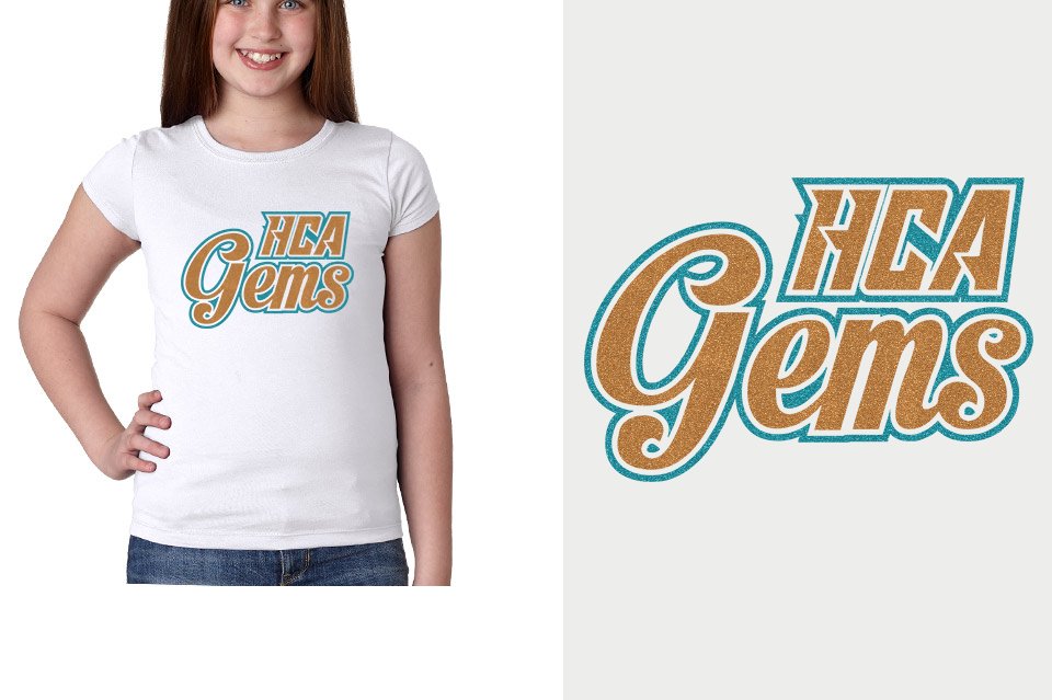 HCA Gems logo glitter 2-color Youth Girls' Princess T-Shirt
