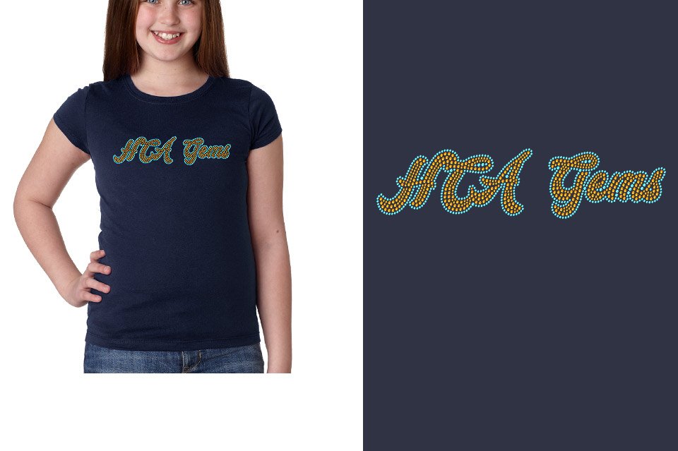 Rhinestones HCA Gems script text stones 2-color Youth Girls' Princess T-Shirt