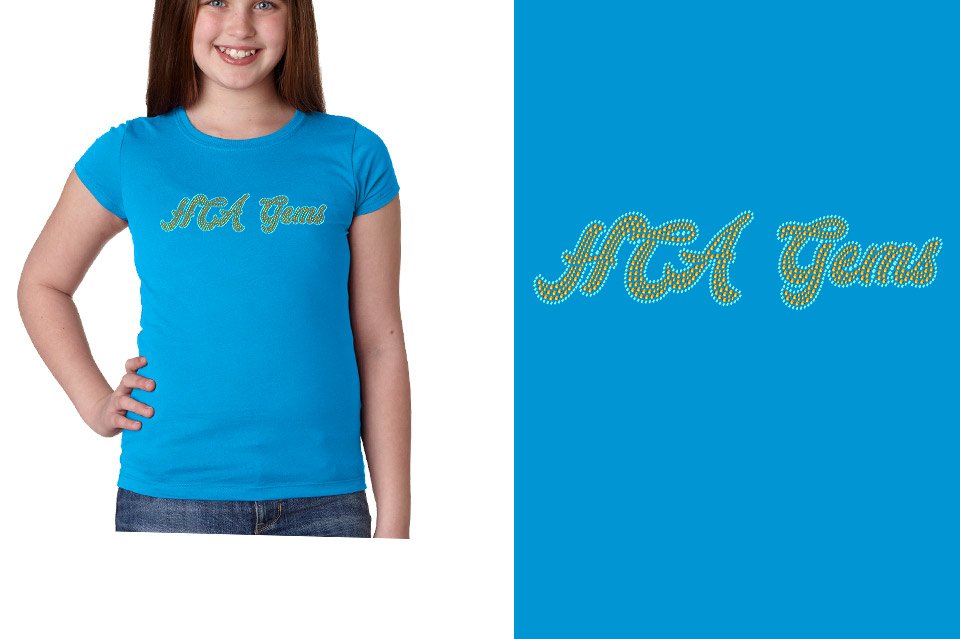 Rhinestones HCA Gems script text stones 2-color Youth Girls' Princess T-Shirt