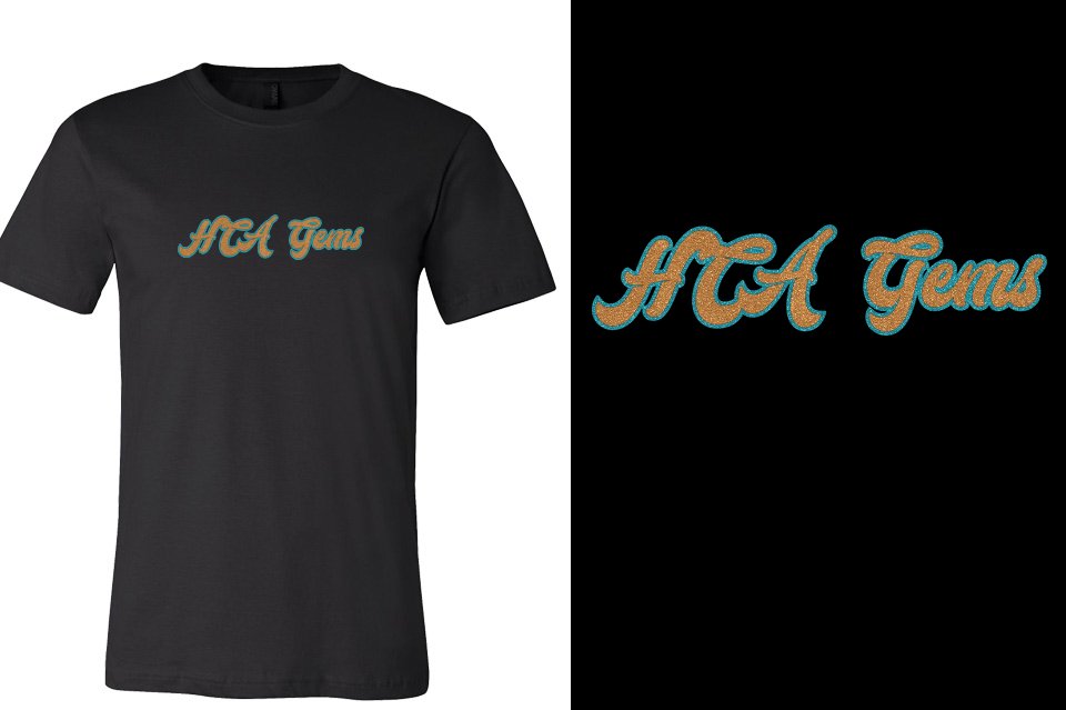 HCA Gems script text glitter 2-color Unisex t-shirt