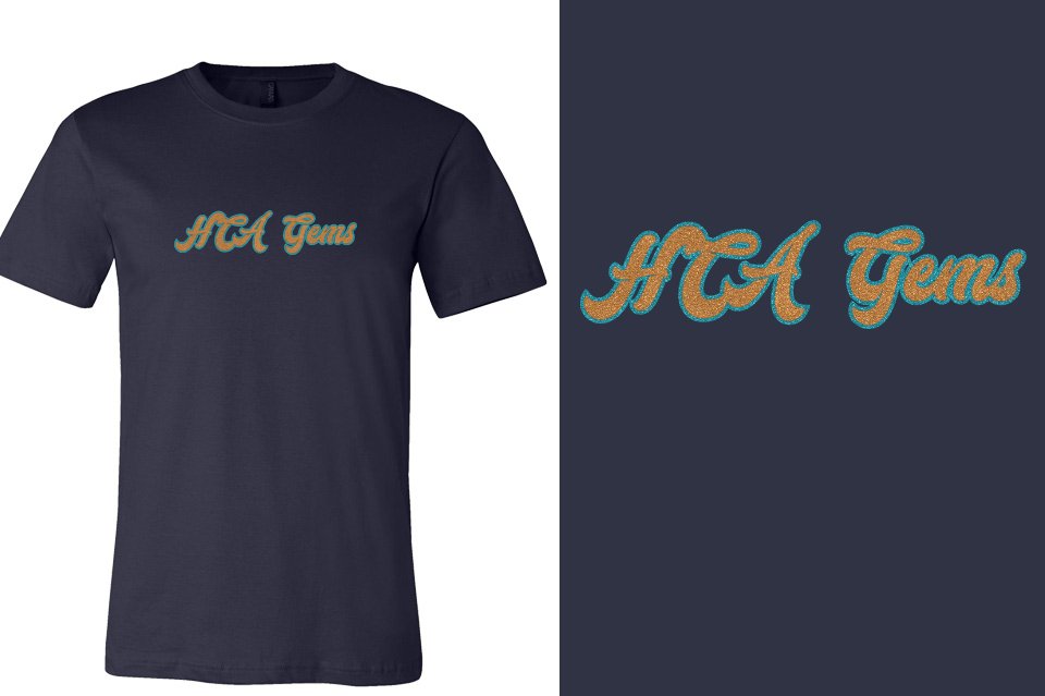 HCA Gems script text glitter 2-color Unisex t-shirt