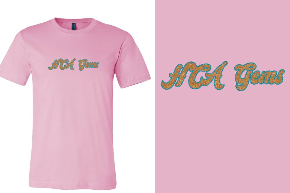 HCA Gems script text glitter 2-color Unisex t-shirt