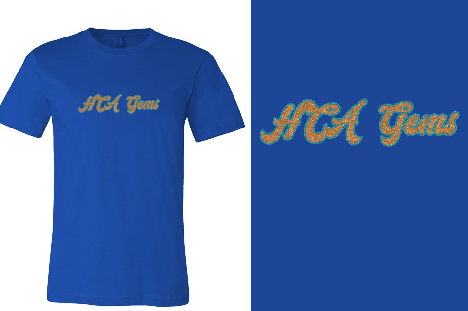 HCA Gems script text glitter 2-color Unisex t-shirt