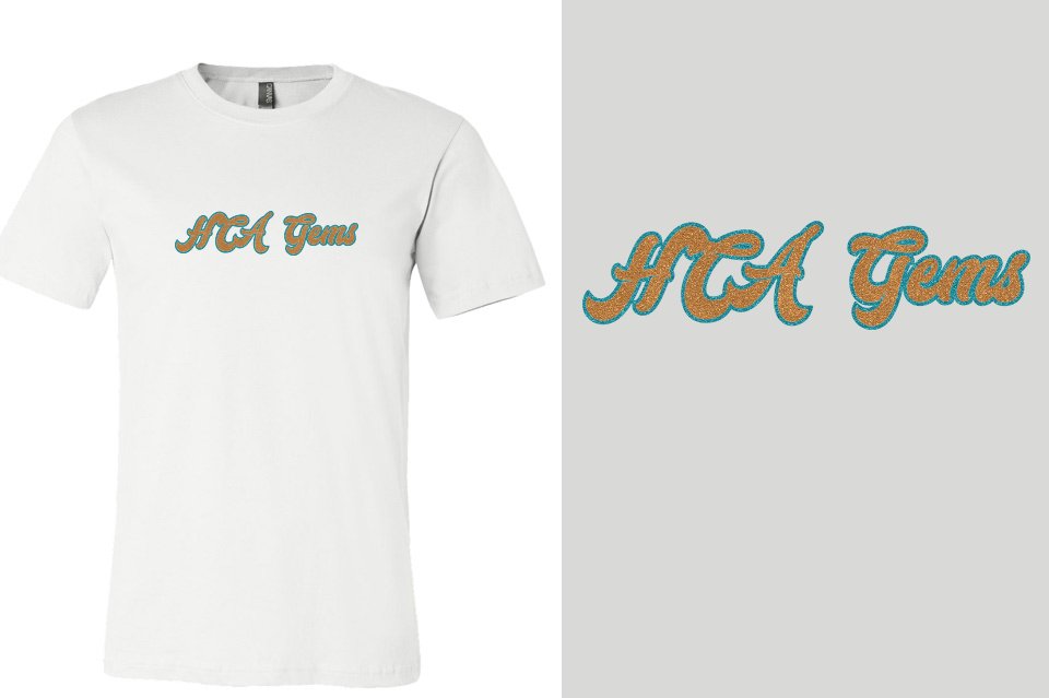 HCA Gems script text glitter 2-color Unisex t-shirt