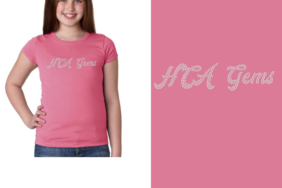 Rhinestones HCA Gems script text stones 1-color Youth Girls' Princess T-Shirt