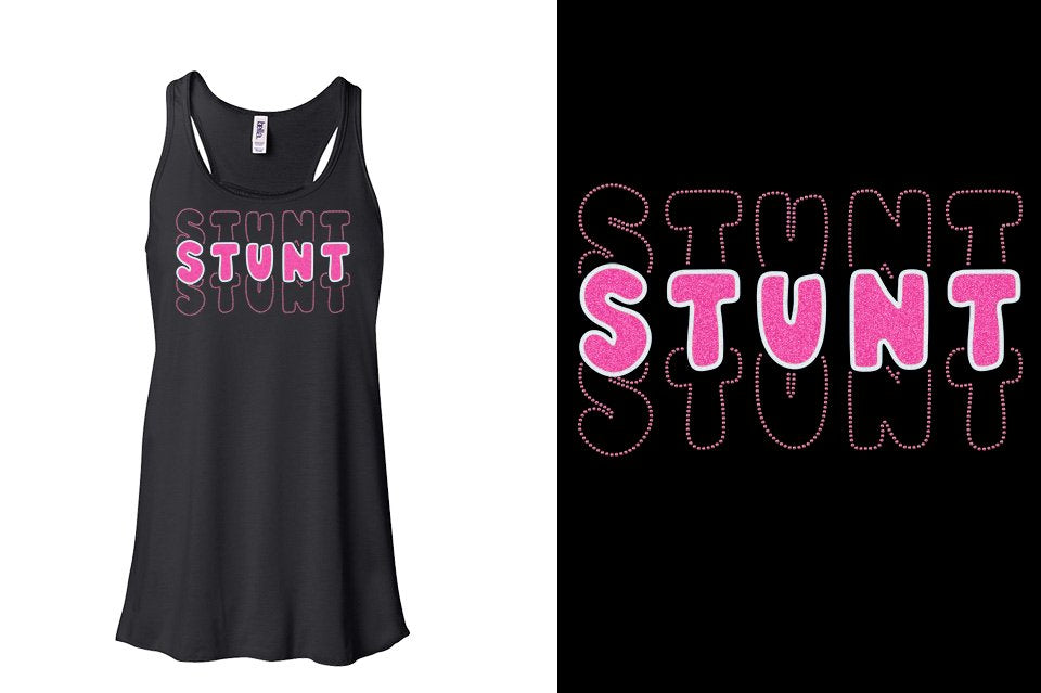 STUNT 3 lines glitter rhinestones Youth Flowy Racerback Tank