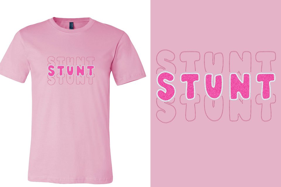 STUNT 3 lines glitter rhinestones Unisex t-shirt