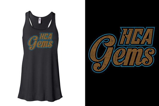 Rhinestones HCA Gems logo stones 2-color Youth Flowy Racerback Tank