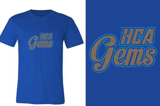 Rhinestones HCA Gems logo stones 2-color Unisex t-shirt