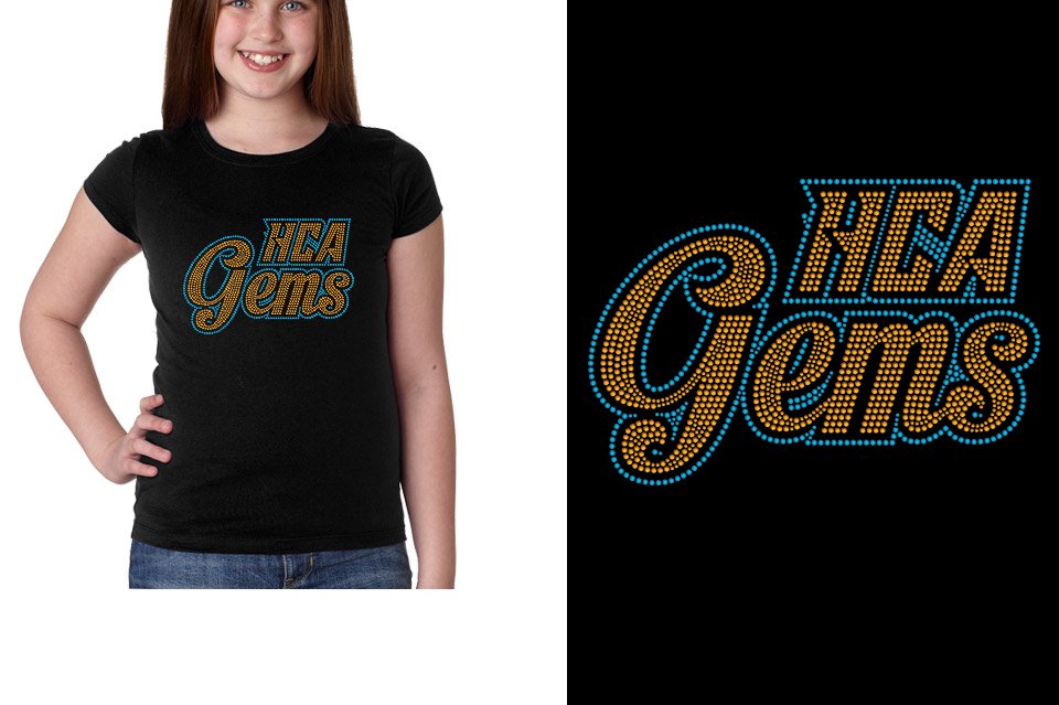 Rhinestones HCA Gems logo stones 2-color Youth Girls' Princess T-Shirt