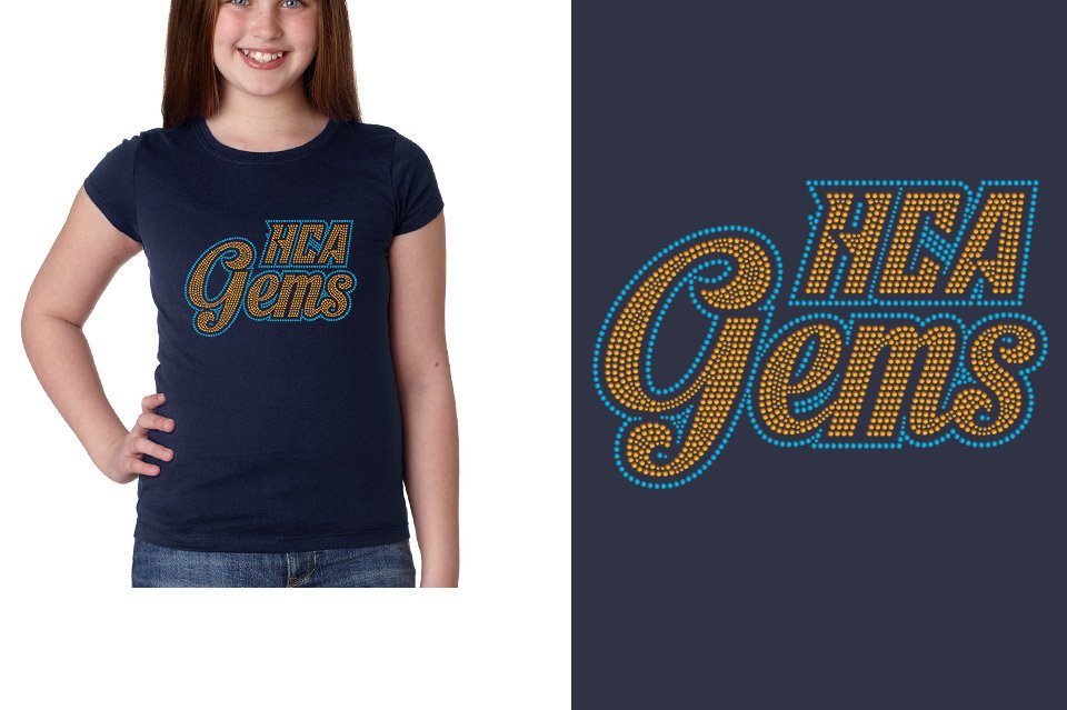 Rhinestones HCA Gems logo stones 2-color Youth Girls' Princess T-Shirt