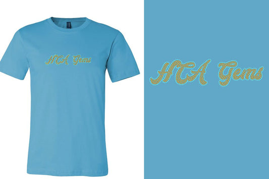 Rhinestones HCA Gems script text stones 2-color Unisex t-shirt