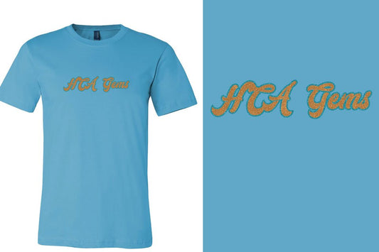 HCA Gems script text glitter 2-color Unisex t-shirt