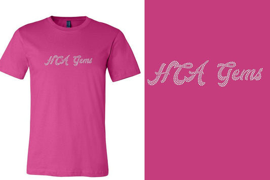 Rhinestones HCA Gems script text stones 1-color Unisex t-shirt