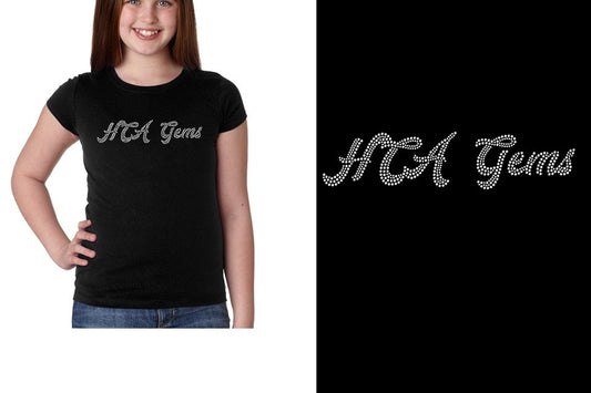 Rhinestones HCA Gems script text stones 1-color Youth Girls' Princess T-Shirt