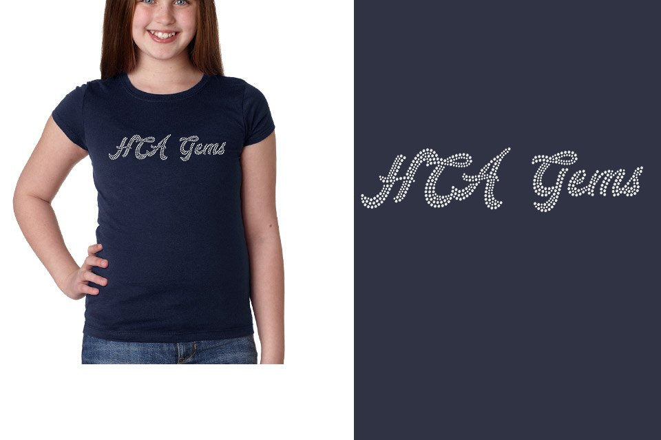 Rhinestones HCA Gems script text stones 1-color Youth Girls' Princess T-Shirt
